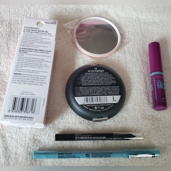 NEW Bundle of 6 Makeup Highlighter Eyeliner Mascara Brow Gel Travel Mirror - Picture 2 of 8